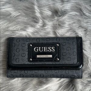 GUESS Charcoal and Black Patterned Wallet